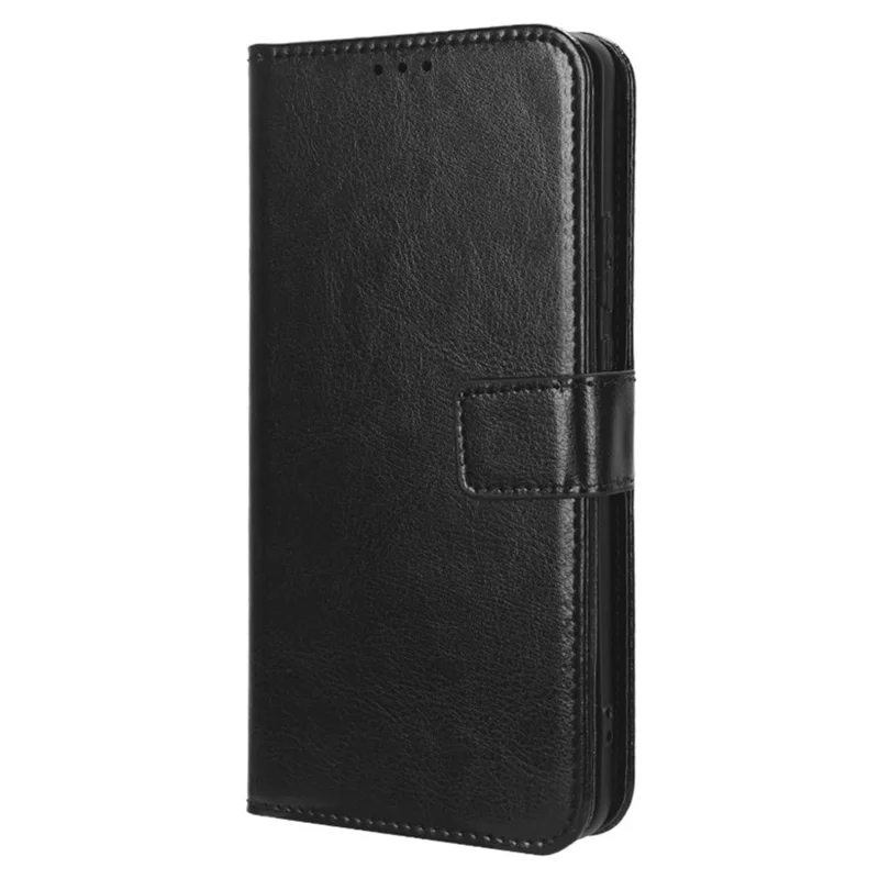 Для Motorola Edge 40 5G Crazy Horse Texture TPU + PU Leather Case Wallet Phone Stand Cover with Strap - Black