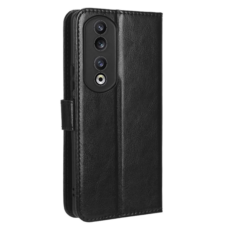 Capa de telefone móvel For Honor 90 Couro PU Flip Stand Case Crazy Horse Texture Fecho Magnético Capa de Telefone - Preto