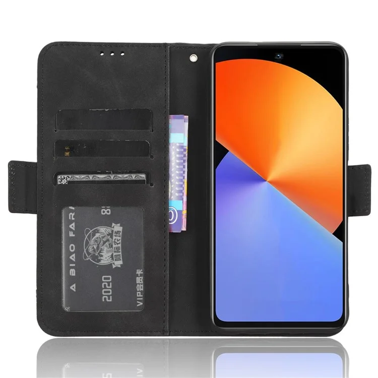 Para Infinix Note 30i 4G Foldable Stand Case PU Leather Wallet Multiple Card Slots Anti-Dust Flip Phone Cover - Black