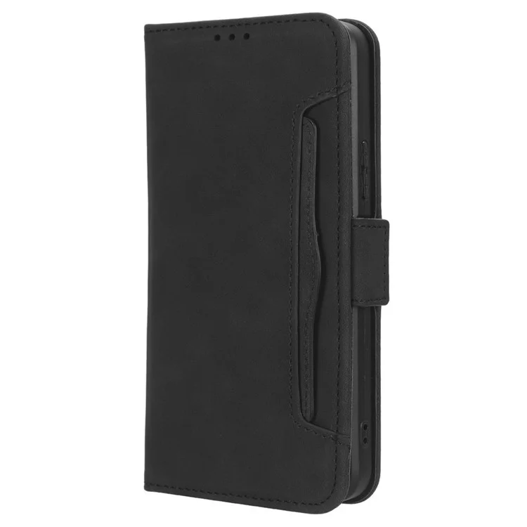 Para Infinix Note 30i 4G Foldable Stand Case PU Leather Wallet Multiple Card Slots Anti-Dust Flip Phone Cover - Black