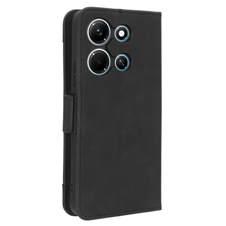 Para Infinix Note 30i 4G Foldable Stand Case PU Leather Wallet Multiple Card Slots Anti-Dust Flip Phone Cover - Black