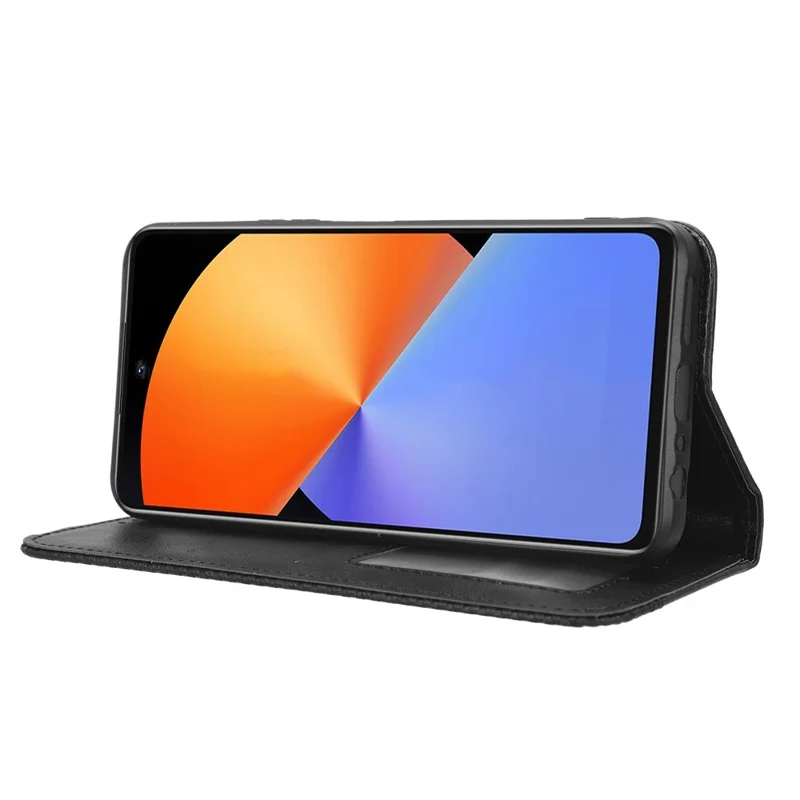 Para Infinix Note 30i 4G Anti-Scratch Phone Cover Magnetic PU Leather Retro Stand Wallet Phone Case - Preto