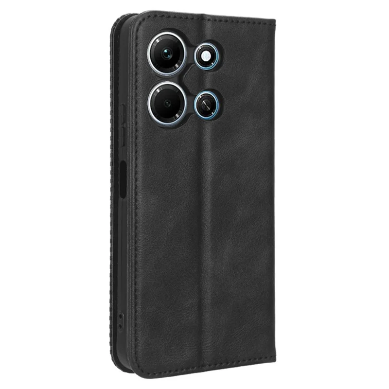 Para Infinix Note 30i 4G Anti-Scratch Phone Cover Magnetic PU Leather Retro Stand Wallet Phone Case - Preto
