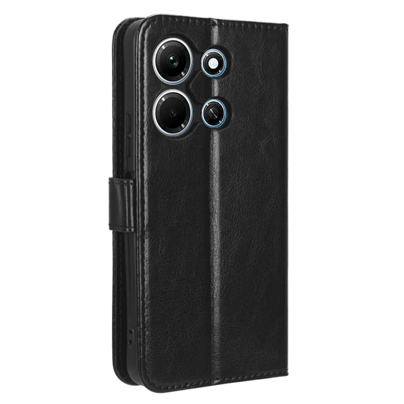 Per Infinix Note 30i 4G Anti-Polvere Cover Portafoglio Texture Crazy Horse Stand PU Pelle Flip Case Shell - Nero