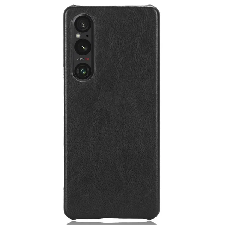 For Sony Xperia 1 V PU Leather + Hard PC Shell Litchi Texture Ultra Thin Protective Phone Case - Black