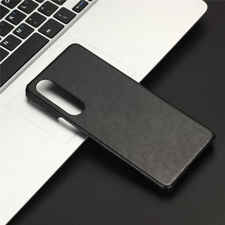 For Sony Xperia 1 V PU Leather + Hard PC Shell Litchi Texture Ultra Thin Protective Phone Case - Black
