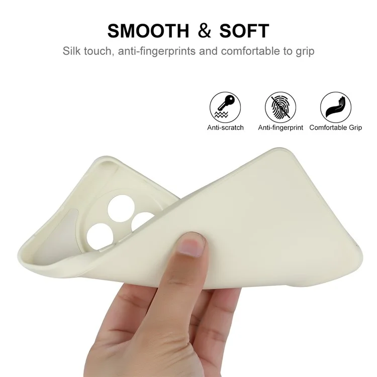 ENKAY HAT PRINCE for OnePlus 11 5G Precise Cutout Liquid Silicone Phone Case Straight Edge Cell Phone Cover - Beige