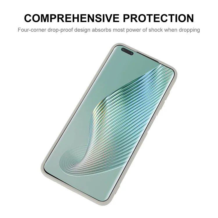 ENKAY HAT PRINCE Precise Cutout Phone Case for Honor Magic5 Pro , Straight Edge Liquid Silicone Shell Cover - Beige