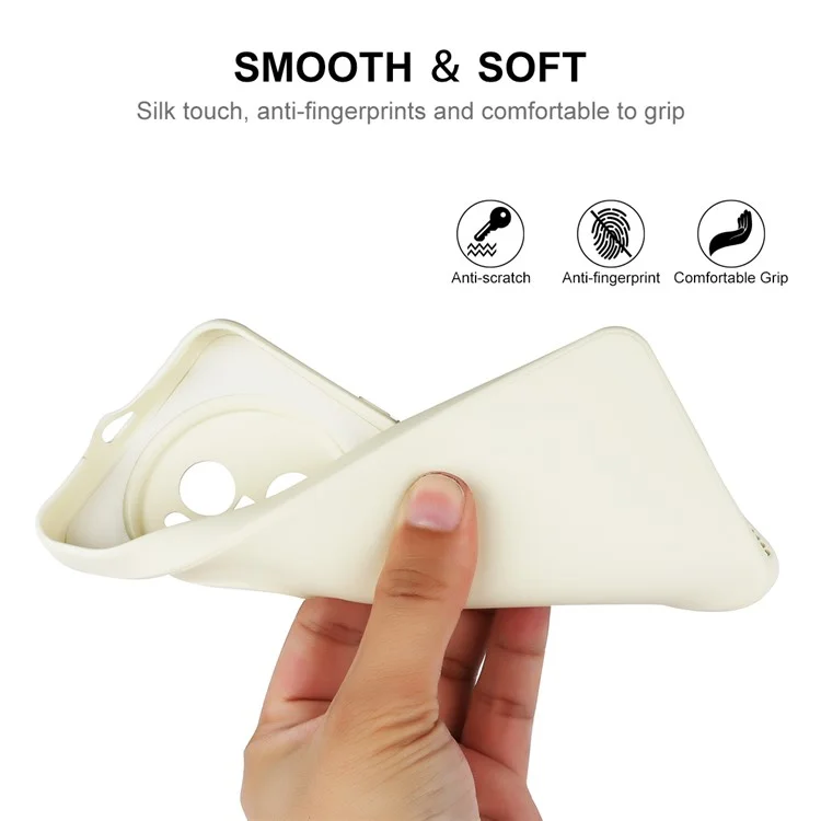 ENKAY HAT PRINCE Precise Cutout Phone Case for Honor Magic5 Pro , Straight Edge Liquid Silicone Shell Cover - Beige