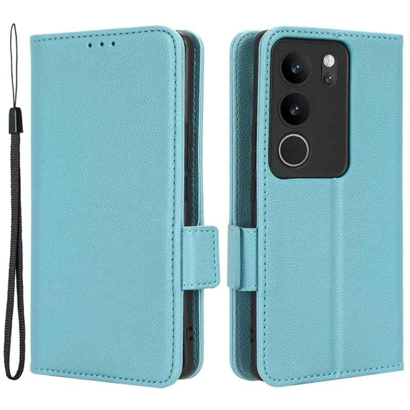 For vivo V29 5G / S17 5G / S17 Pro 5G / S17t 5G Litchi Texture Phone Case Wallet Stand Magnetic Closure PU Leather Phone Cover - Baby Blue