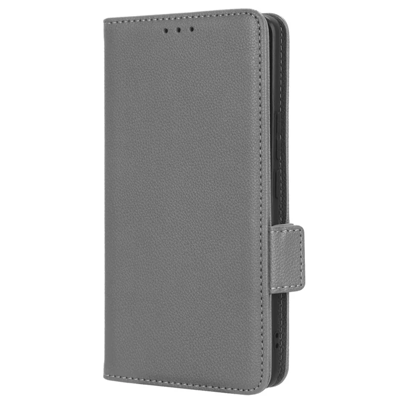 Phone Case for Honor 90 Pro , Litchi Texture Wallet Stand Folio Flip Leather Cell Phone Cover - Grey