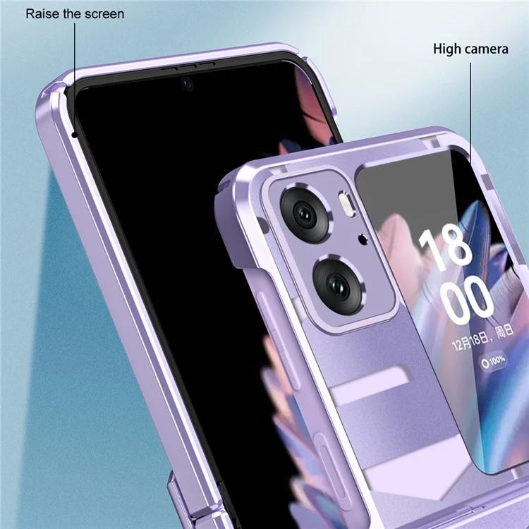 Für Oppo Find N2 Flip 5G stoßfeste Handyhülle, Elektroplattierung, harte PC-Handyhülle - Lila