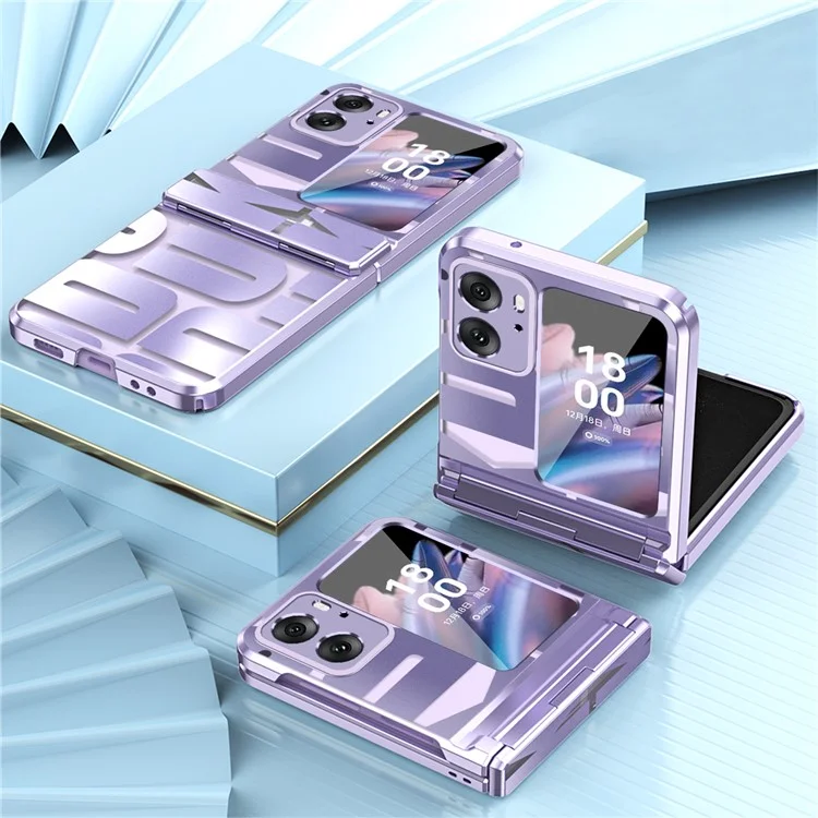 Für Oppo Find N2 Flip 5G stoßfeste Handyhülle, Elektroplattierung, harte PC-Handyhülle - Lila
