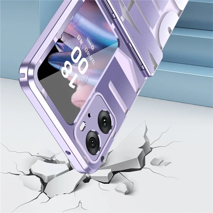 Für Oppo Find N2 Flip 5G stoßfeste Handyhülle, Elektroplattierung, harte PC-Handyhülle - Lila