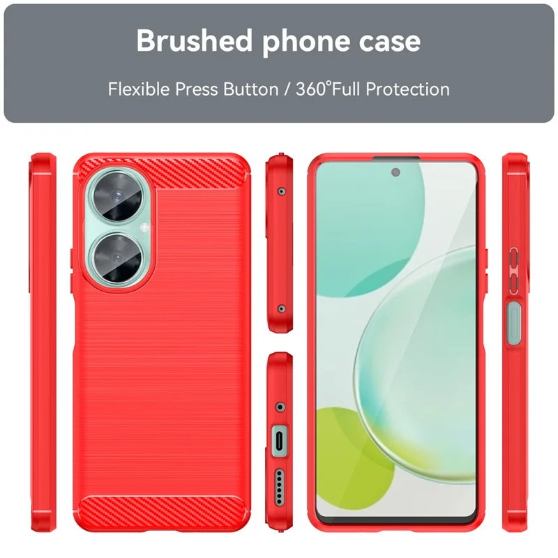 Для Huawei nova 11i / Enjoy 60 Pro / Maimang 20 Brushed TPU Case Carbon Fiber Texture Phone Cover - Red
