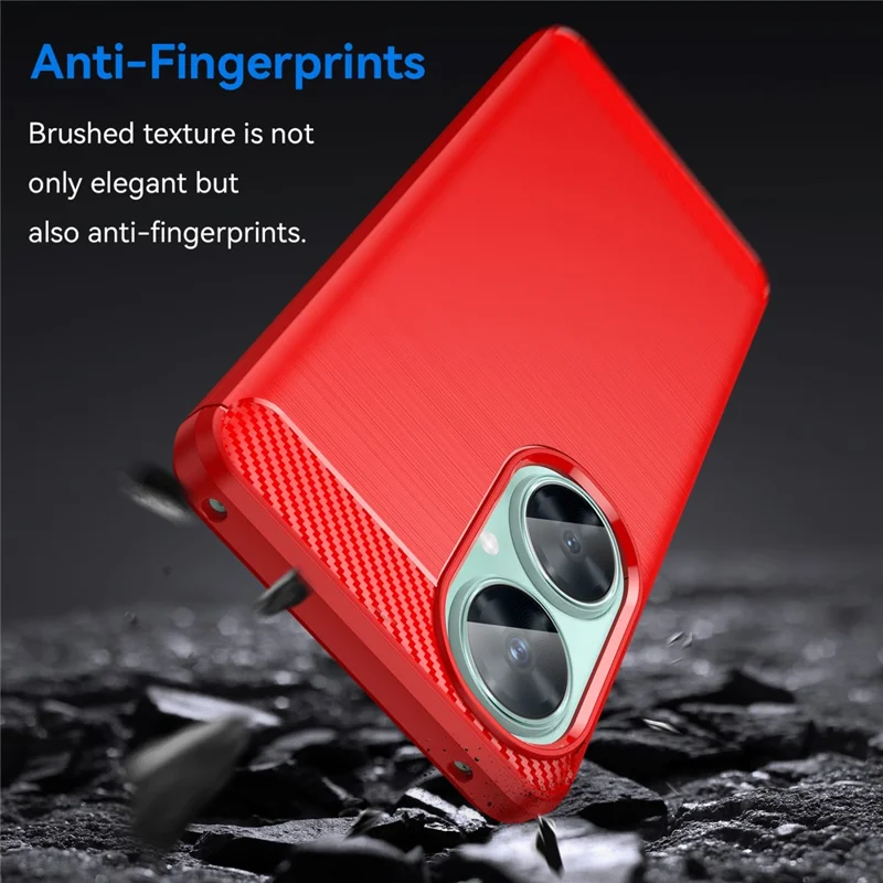 Для Huawei nova 11i / Enjoy 60 Pro / Maimang 20 Brushed TPU Case Carbon Fiber Texture Phone Cover - Red