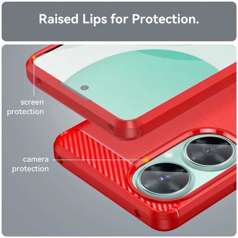 Для Huawei nova 11i / Enjoy 60 Pro / Maimang 20 Brushed TPU Case Carbon Fiber Texture Phone Cover - Red
