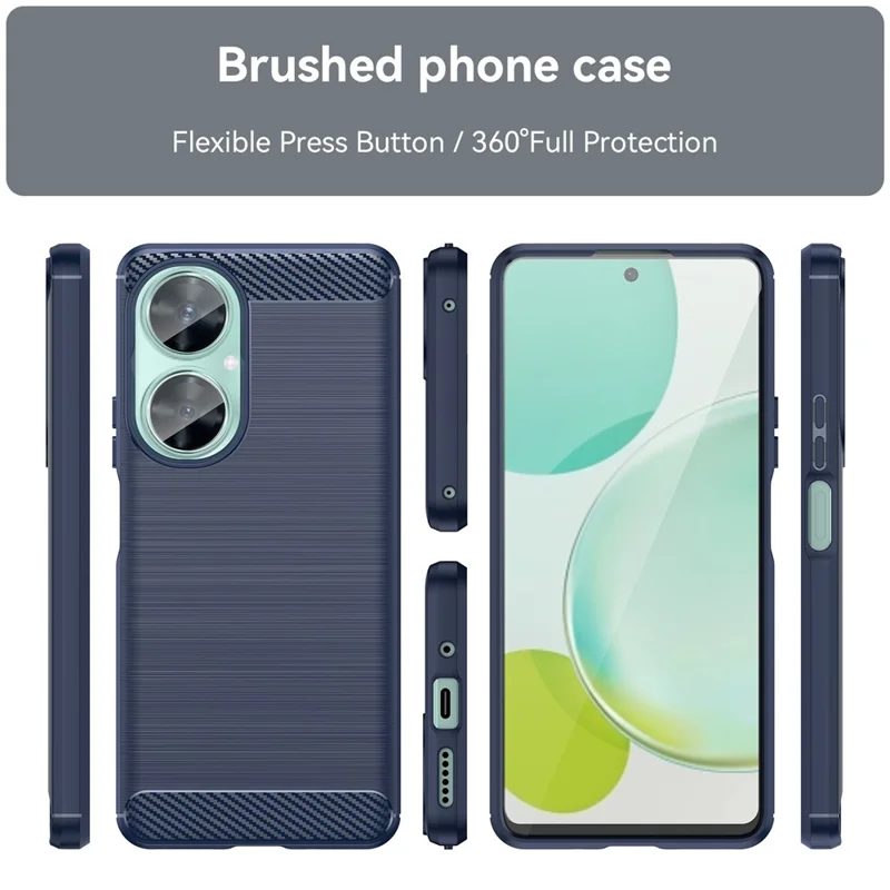 For Huawei nova 11i / Enjoy 60 Pro / Maimang 20 Brushed TPU Case Carbon Fiber Texture Phone Cover - Blue