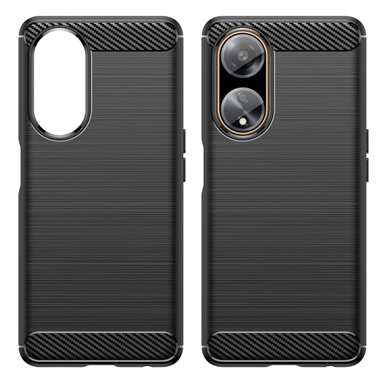 Pour Oppo A1 5G / A98 5G / F23 5G Étui de téléphone souple en TPU Texture en fibre de carbone Téléphone brossé Couverture - Noir