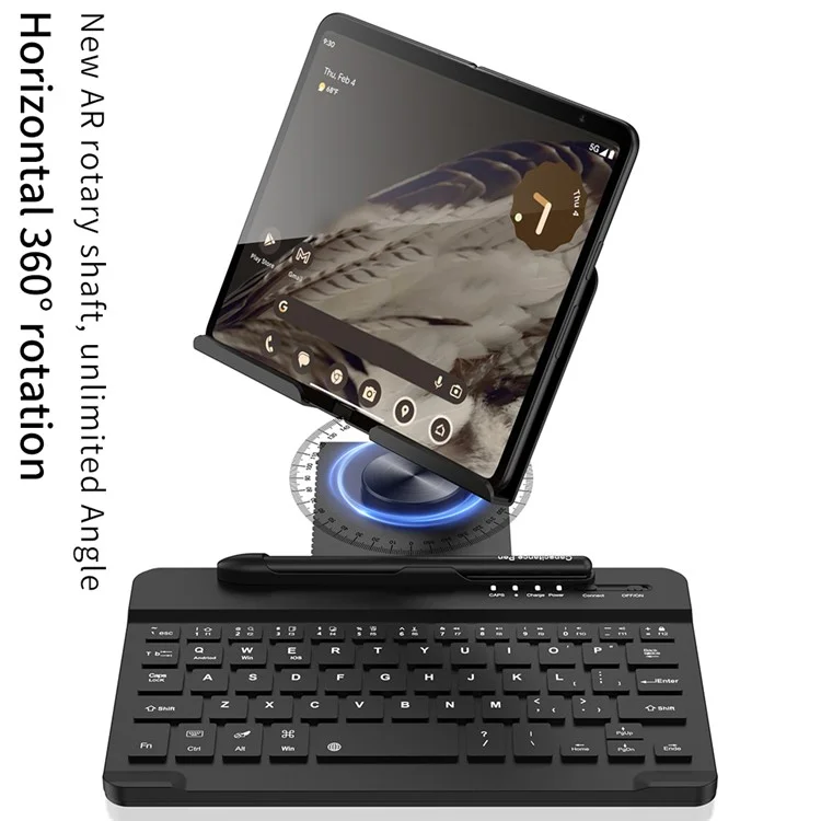 GKK For Samsung Galaxy Fold / Z Fold Series Foldable Desk Stand Holder with Bluetooth Keyboard + Mouse + Stylus - Black