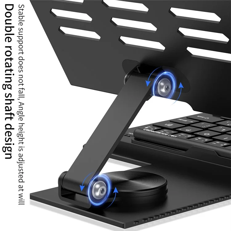 GKK For Samsung Galaxy Fold / Z Fold Series Foldable Desk Stand Holder with Bluetooth Keyboard + Mouse + Stylus - Black