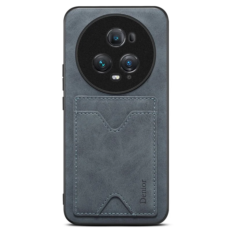 DENIOR bagside til Honor Magic5 Pro PU-læderbelagt TPU-telefonbeskyttelsesdækk med fold ud stående kortplads - Grå