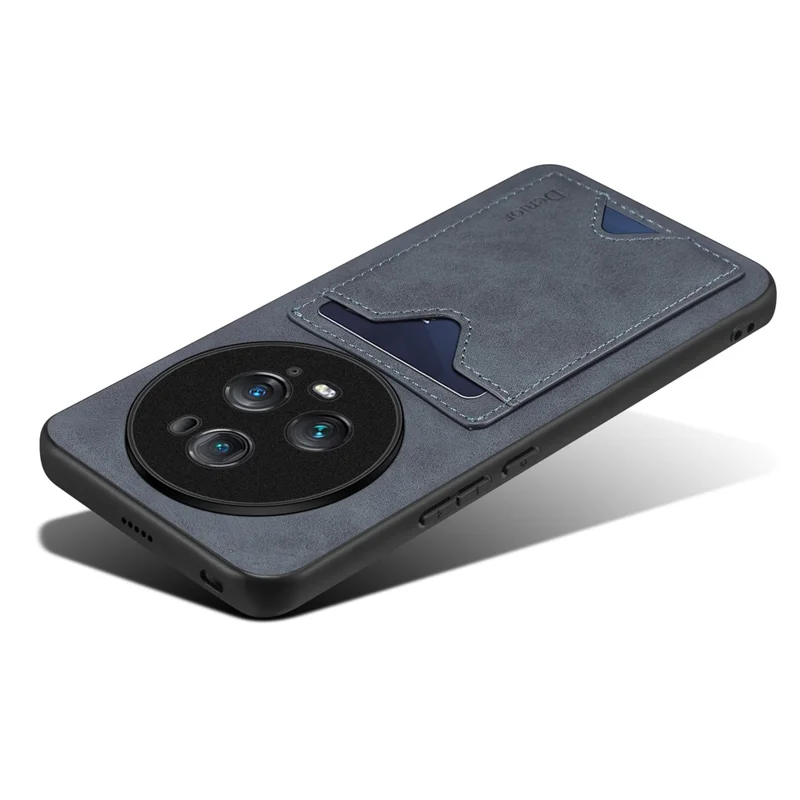 DENIOR bagside til Honor Magic5 Pro PU-læderbelagt TPU-telefonbeskyttelsesdækk med fold ud stående kortplads - Grå