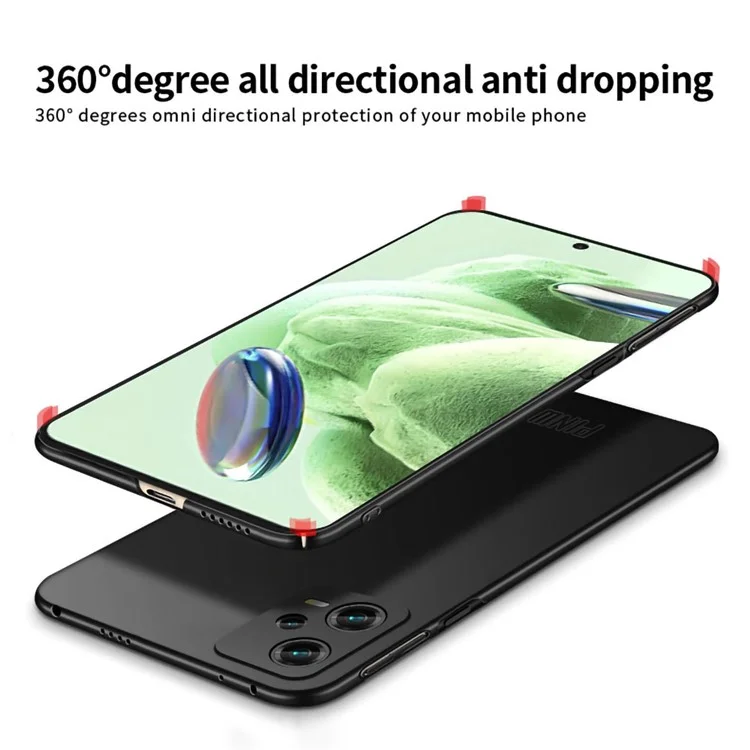 PINWUYO PC Series for Xiaomi Redmi Note 12 Pro+ 5G Phone Case Matte Hard PC Phone Cover with Magnetic Ring Holder - Black