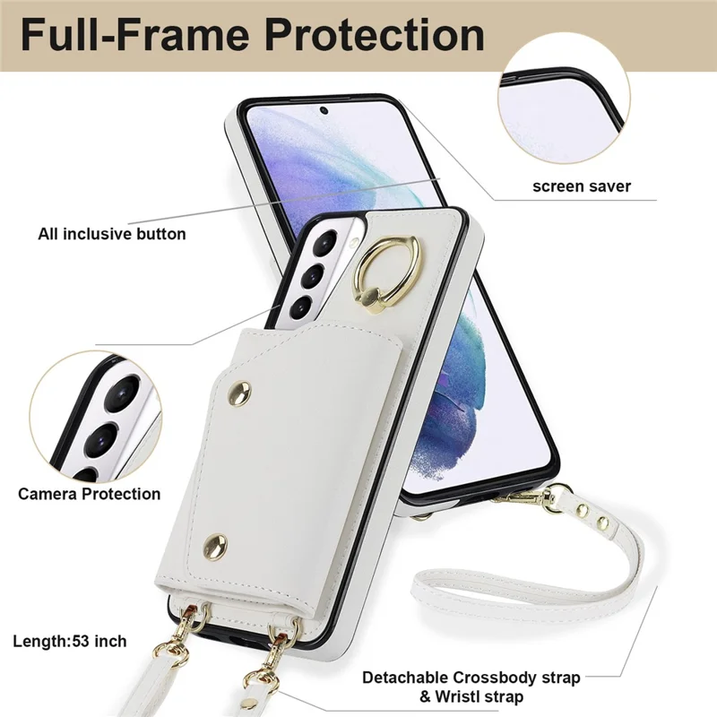 Pour Samsung Galaxy S21 4G / 5G Kickstand Case Ballet pu en Cuir en Cuir Revêtu TPU Couverture Téléphon - Blanc