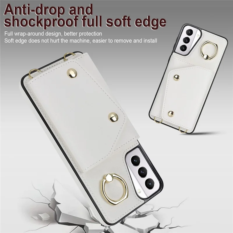 Pour Samsung Galaxy S21 4G / 5G Kickstand Case Ballet pu en Cuir en Cuir Revêtu TPU Couverture Téléphon - Blanc