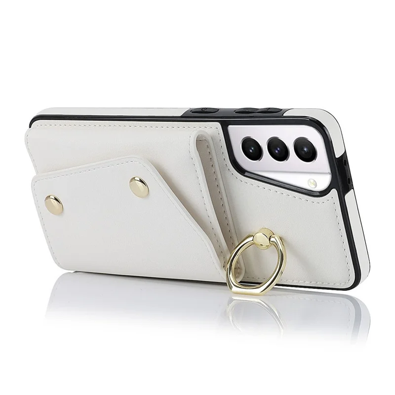 Pour Samsung Galaxy S21 4G / 5G Kickstand Case Ballet pu en Cuir en Cuir Revêtu TPU Couverture Téléphon - Blanc