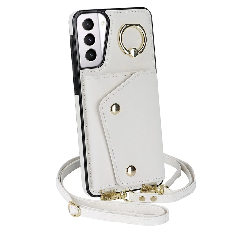 Pour Samsung Galaxy S21 4G / 5G Kickstand Case Ballet pu en Cuir en Cuir Revêtu TPU Couverture Téléphon - Blanc