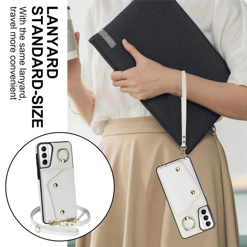 Pour Samsung Galaxy S21 4G / 5G Kickstand Case Ballet pu en Cuir en Cuir Revêtu TPU Couverture Téléphon - Blanc