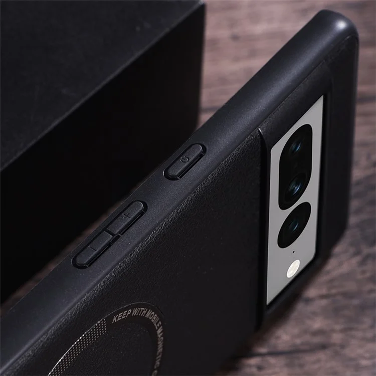 Pour Google Pixel 8 Pro Étui de protection en cuir PU + TPU Couverture de protection magnétique compatible avec MagSafe - Noir
