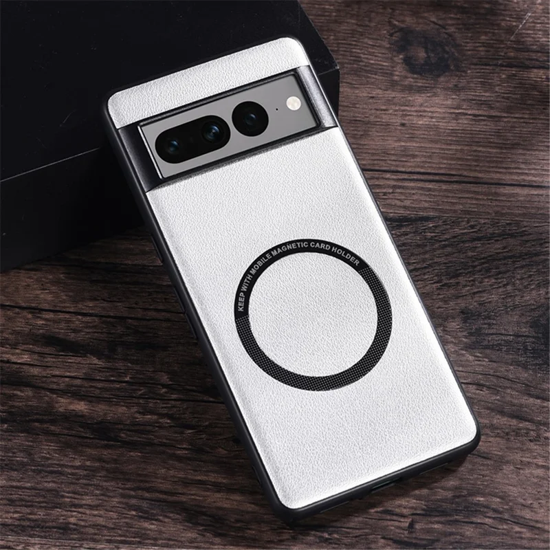For Google Pixel 8 Pro PU Leather+TPU Phone Case Protective Cover Magnetic Case - White