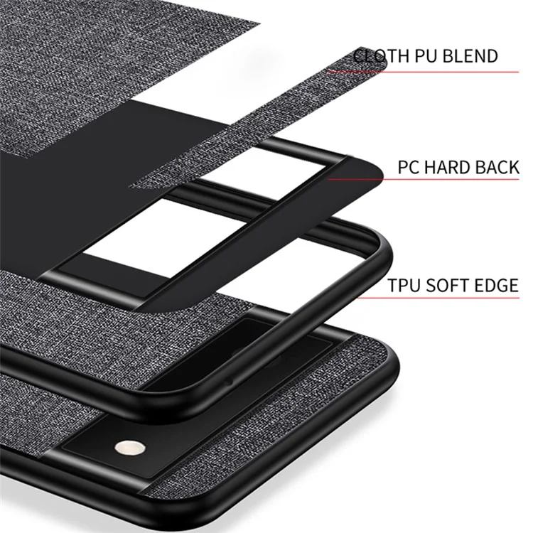 Pour Google Pixel 8 Cloth Texture PC+TPU Phone Cover Anti-fall Cell Phone Case - Gris