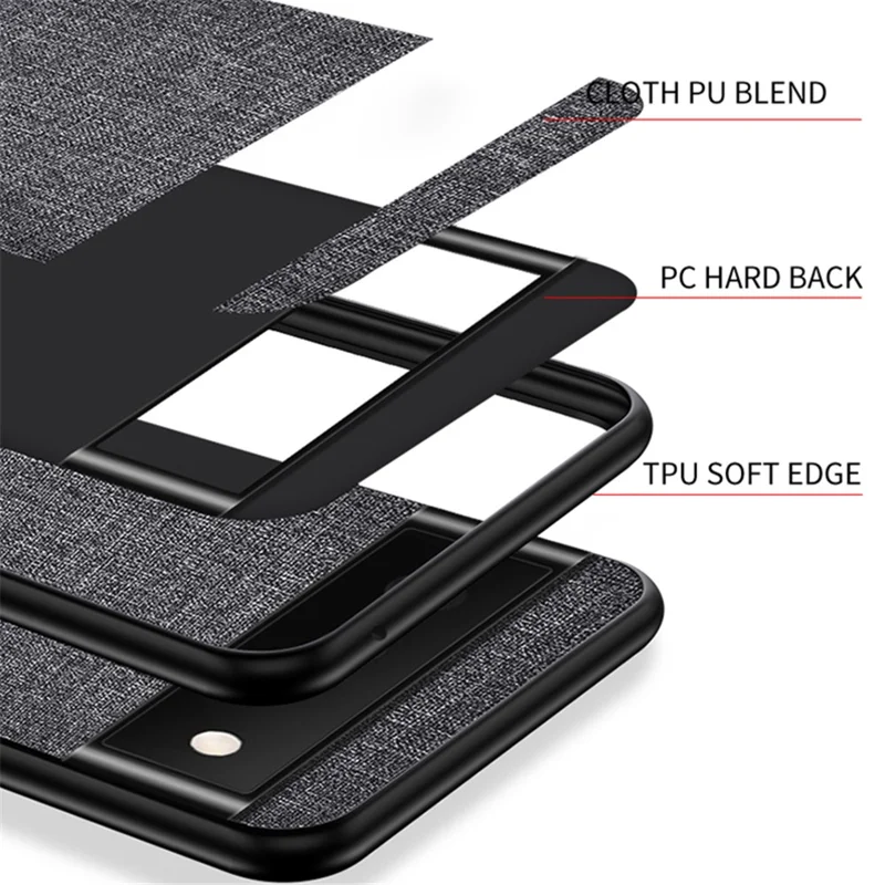 For Google Pixel 8 Cloth Texture PC+TPU Phone Cover Anti-fall Cell Phone Case - Red