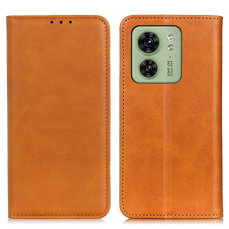 Wallet Phone Stand Case for Motorola Edge 40 5G , Shockproof Cell Phone Cover Split Leather Shell - Brown