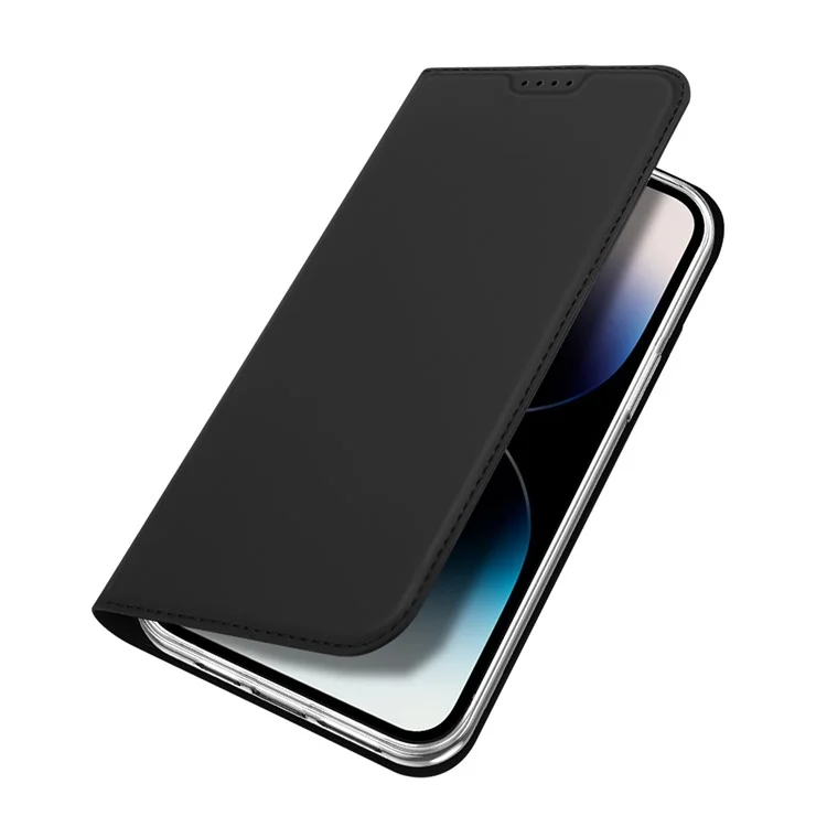 DUX DUCIS Skin Pro Series para iPhone 15 Pro Capa de Couro PU Flip Fenda para Cartão Suporte Magnético - Preto