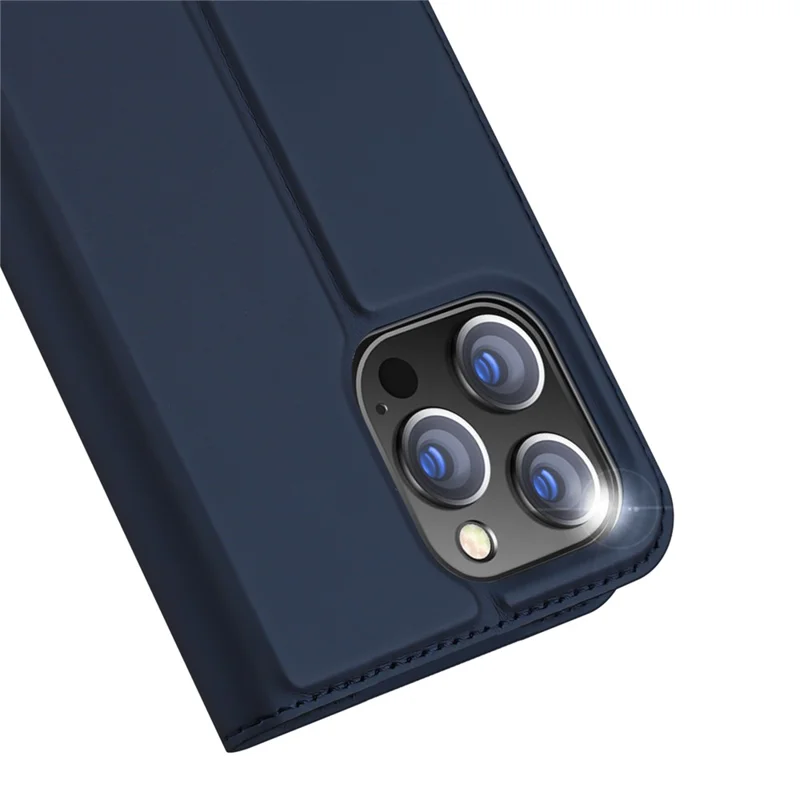 DUX DUCIS Skin Pro Series for iPhone 15 Pro Max / Ultra PU Leather Card Slot Phone Case Stand Protective Flip Cover - Blue