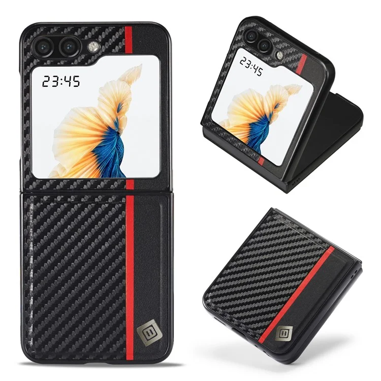 LC.IMEEK Чехол для Samsung Galaxy Z Flip5 5G с текстурой из углеродного волокна, ПУ-кожа + ПК, ударопрочный чехол