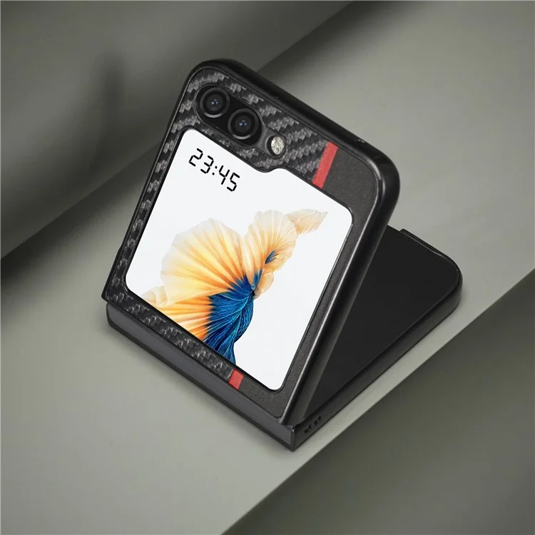 LC.IMEEK Чехол для Samsung Galaxy Z Flip5 5G с текстурой из углеродного волокна, ПУ-кожа + ПК, ударопрочный чехол