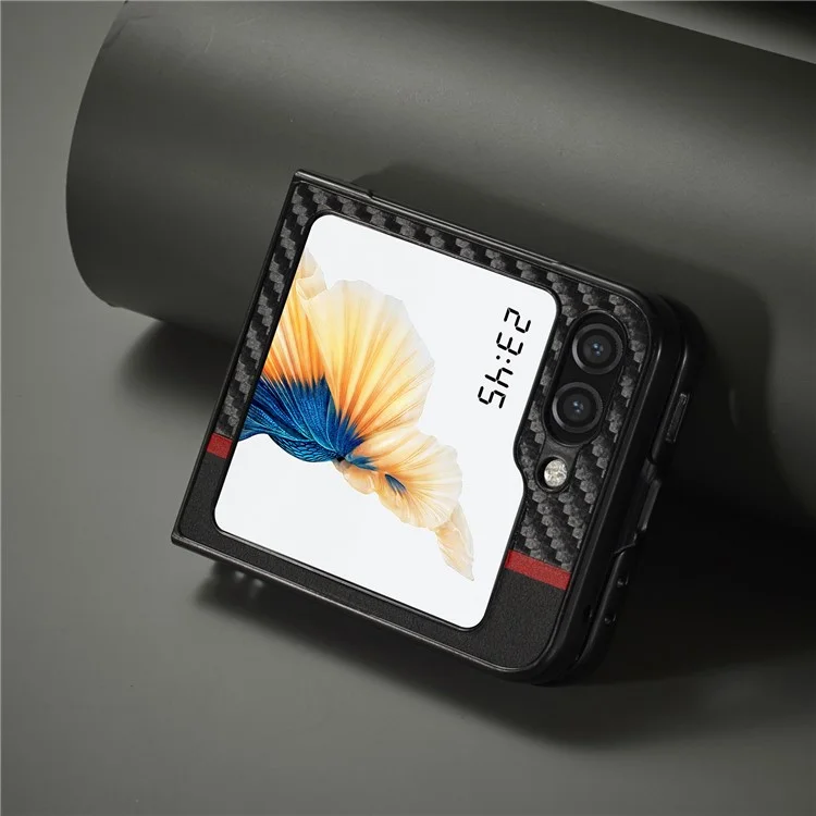 LC.IMEEK Чехол для Samsung Galaxy Z Flip5 5G с текстурой из углеродного волокна, ПУ-кожа + ПК, ударопрочный чехол