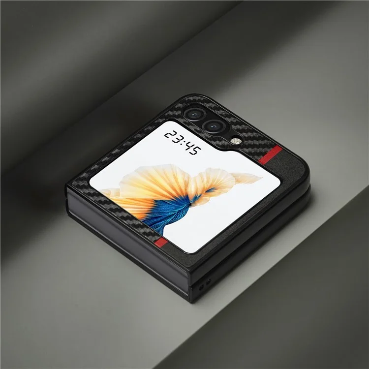 LC.IMEEK Чехол для Samsung Galaxy Z Flip5 5G с текстурой из углеродного волокна, ПУ-кожа + ПК, ударопрочный чехол