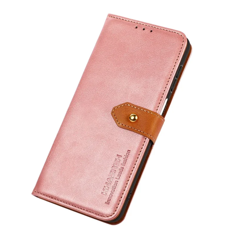 KHAZNEH For Motorola Edge 40 5G Phone Stand Cover Cowhide Texture Wallet Shockproof PU Leather Shell - Rose Gold