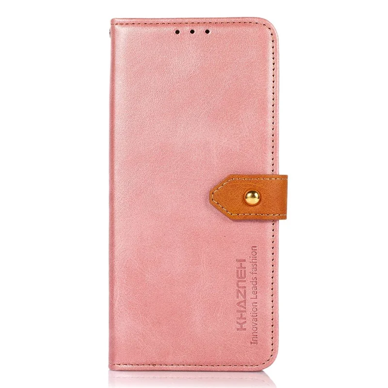 KHAZNEH For Motorola Edge 40 5G Phone Stand Cover Cowhide Texture Wallet Shockproof PU Leather Shell - Rose Gold