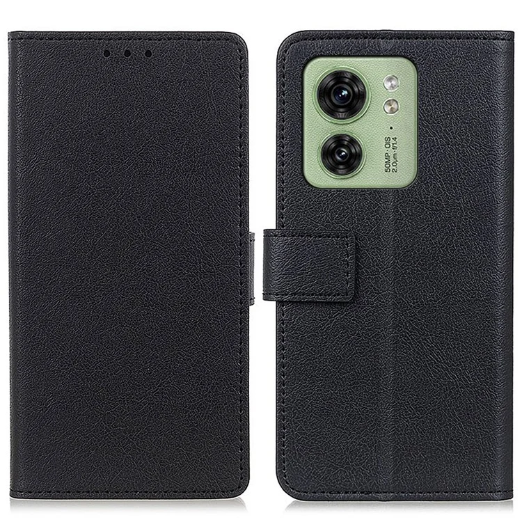 Pour Motorola Edge 40 5G Anti-Dust PU Cuir Portefeuille Flip Case Stand Protective Phone Cover - Noir