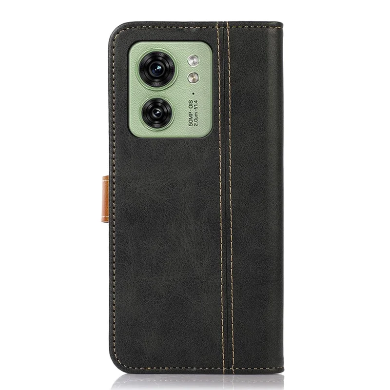 For Motorola Edge 40 5G Calf Texture Wallet Phone Case Flip Stand Cover PU Leather Shell - Black