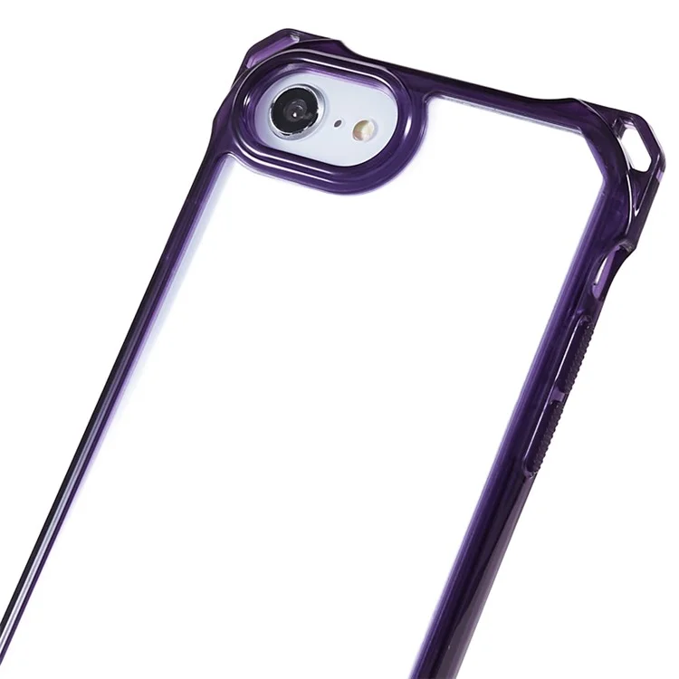 For iPhone 7 / 8 / SE (2020) / SE (2022) Drop-proof Phone Case Transparent Acrylic Back + TPU Phone Cover with Lanyard - Purple