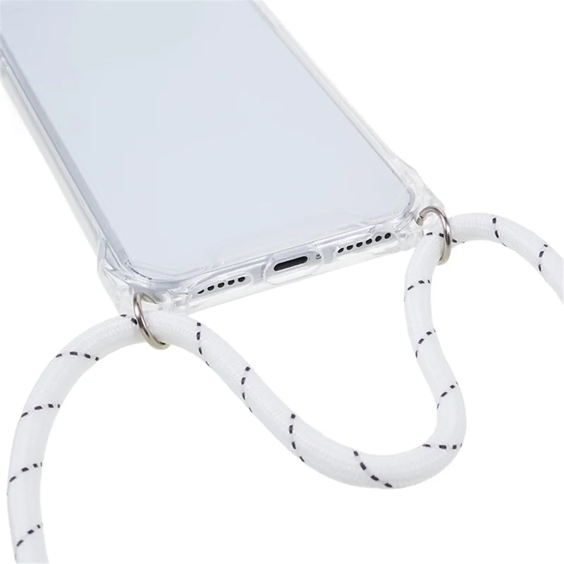 For iPhone 7 / 8 / SE (2020) / SE (2022) Drop-proof Phone Case Transparent Acrylic Back + TPU Phone Cover with Lanyard - Transparent